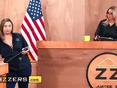 Brazzers - big-tit cougar Alexis Fawx demands ass-fuck compensation from damion as the judge gets an eyeful