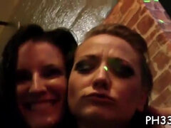 Folks pulverized cheeks in steaming poses