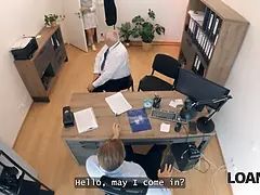 Loan4k. amateur aggressive office xxx with killer mina k and a loan manager