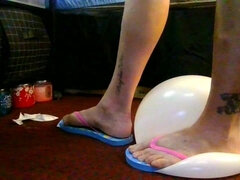 White Flip Flops Pop White Balloons