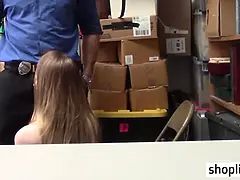 MILF with big boobs busted by a cop because of felony