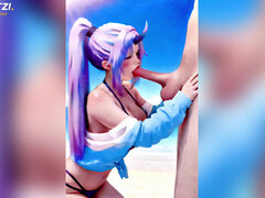 Shion From That Time I Got Reincarnated as a Slime, Does a Perfect Deepthroat with Your Long Penis and Will Swallow All Your Cum