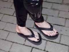Europeisk, Fötter, Klackar, Ladyboy, Underkläder, Utomhus, Shemale, Stockings