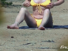 Mom Undresses On The Beach Thinking That No One Sees Her