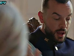 In den arsch, Blasen, Schwul, Tätowierung, Uniform