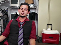 Office BBC gay fucks nympho white stud in anal hole