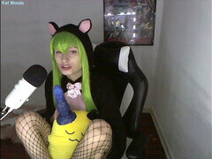 Bad dragon dildo, fully clothed, clothed