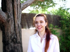 A redheaded nurse takes a break to join the porn biz