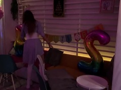 Laura Quest's Birthday Sex Tape - Blowjob & Doggy with Brunette Teen in 4K