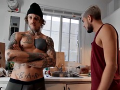 Dirty anal gay nympho fucked by bareback stud doggy style