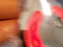 Foot fetish video in the bathroom with a lot of foam