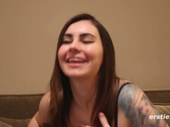 Raunchy Tattooed Brunette Girl Babe Uses a Magic Wand On Her Wet Twat - Masturbation solo