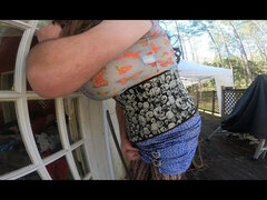 Giant Fake Tits Crossdresser Jon Scarecrow Watching Crossdresser Jon Scarecrow Photoshoot and Cumming