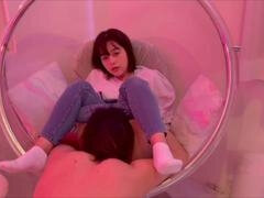 Leie, Asiatisch, Hochschule, Japanische massage, Jeans