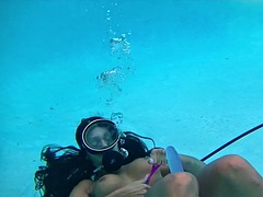 美女, ヨーロピアン, プール, ロシア人, 一人, オッパイの, おもちゃ, 水中