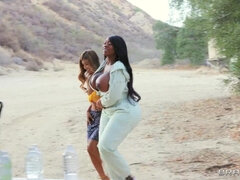 Black MILF lesbie and teen alluring porn video