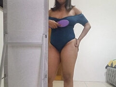 Sexy Stepdaughter Gets Beautiful in Front of the Mirror and Makes Her Want to Masturbate an Orgasm Comes Out in Front of the Mir