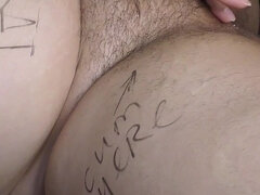 Two Fat Guys Cumming Masturbate and Cumming on Slut Wife Pussy and Belly After Sex - Milky Mari