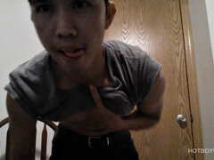 Raul Mendez is a slim and smooth Latin twink, with a buff body and fine little butt. Once naked, he grabs hold of his dick and begins working it stiff