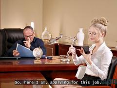 DADDY4K. Cute Naomi Love decided to get the job and showed her big natural tits and pussy to the future Boss