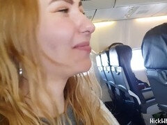 Real airplane encounter featuring a girl performing deep-throat and showing off her boobs