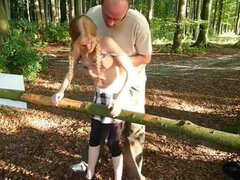 young skinny girl and bang her in the woods.