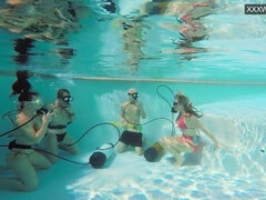 18, 큰 가슴, 오랄섹스, 커플, 여자, 풀, 공개적인, 보지