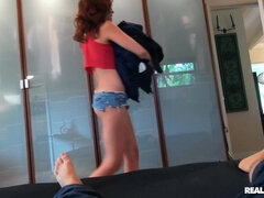 POV action with Jayme Hays flat-chested ginger