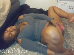 Riding step brother, black stepsister, ebony dildo ride