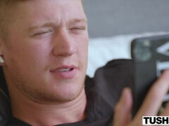 항문핥기, 금발의, 오랄섹스, 음경, 갈라지는, 키스, 타는, 젖가슴