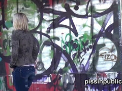 Watch these Czech babes get caught peeing & squirt in public!