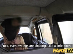 Naughty blonde takes a hard anal pounding and a massive facial in fake taxi POV