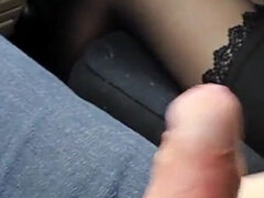 The auto-lady took a companion. Cum in car.