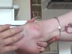 A Redhead Secretary with a Hot Tattooed Body Gets Her Feet Licked by Her Colleague