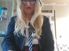 Amatør, Hæler, Sexy undertøy, Onani, Moden, Alene, Strømper, Uniform