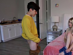 Short man pussy fucks busty blonde MILF in doggy style