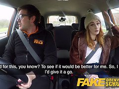 Azura Alii's tight pussy gets drilled hard in fake driving school