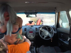 In den arsch, Blasen, Auto, Dildo, Fingern, Im freien, Muschi, Spielzeuge