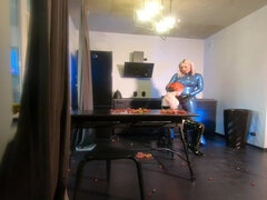 Strapon Lesbian And Latex Rubber Home Fun