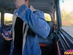 Curvy taxi driver with juicy melons sucks and fucks Thomas's cock