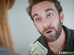 Grote lul, Pijpbeurt, Diep in de keel, Hardcore, Kut duiken, Roodharige vrouw, Geschoren, Tiener