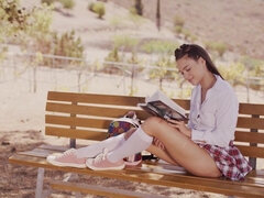 Elizabeth T is fingering herself to the limit outside