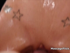 Trying out sticky massage gel with buxom wife