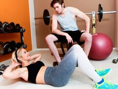 엉덩이, 금발의, 오랄섹스, 도기스타일, 머리카락이 많은, 밀프, 운동, 젖가슴