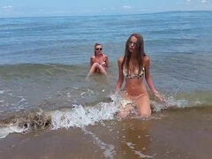 18, Amatéri, Pláž, Bikini, Lesbické, Vonku, Teenka, Webkamera