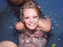 Ali Rae & Rachael Madori take turns  on their friends' dicks poolside