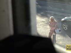 Busty British bimbo drilled hard in all of her holes