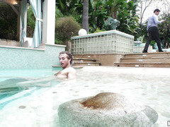 Lyra Law joyfully gives blowjob in the pool