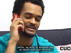 Cuck4k. prego blonda with nice natural figure is fucking a stranger in front of her hubby