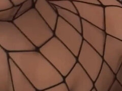 Brunette bitch in fishnet has good sex with her lover
